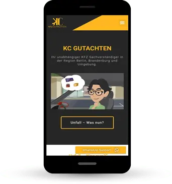 eXP Designs Kundenreferenz Webdesign Kc Gutachten Mobil