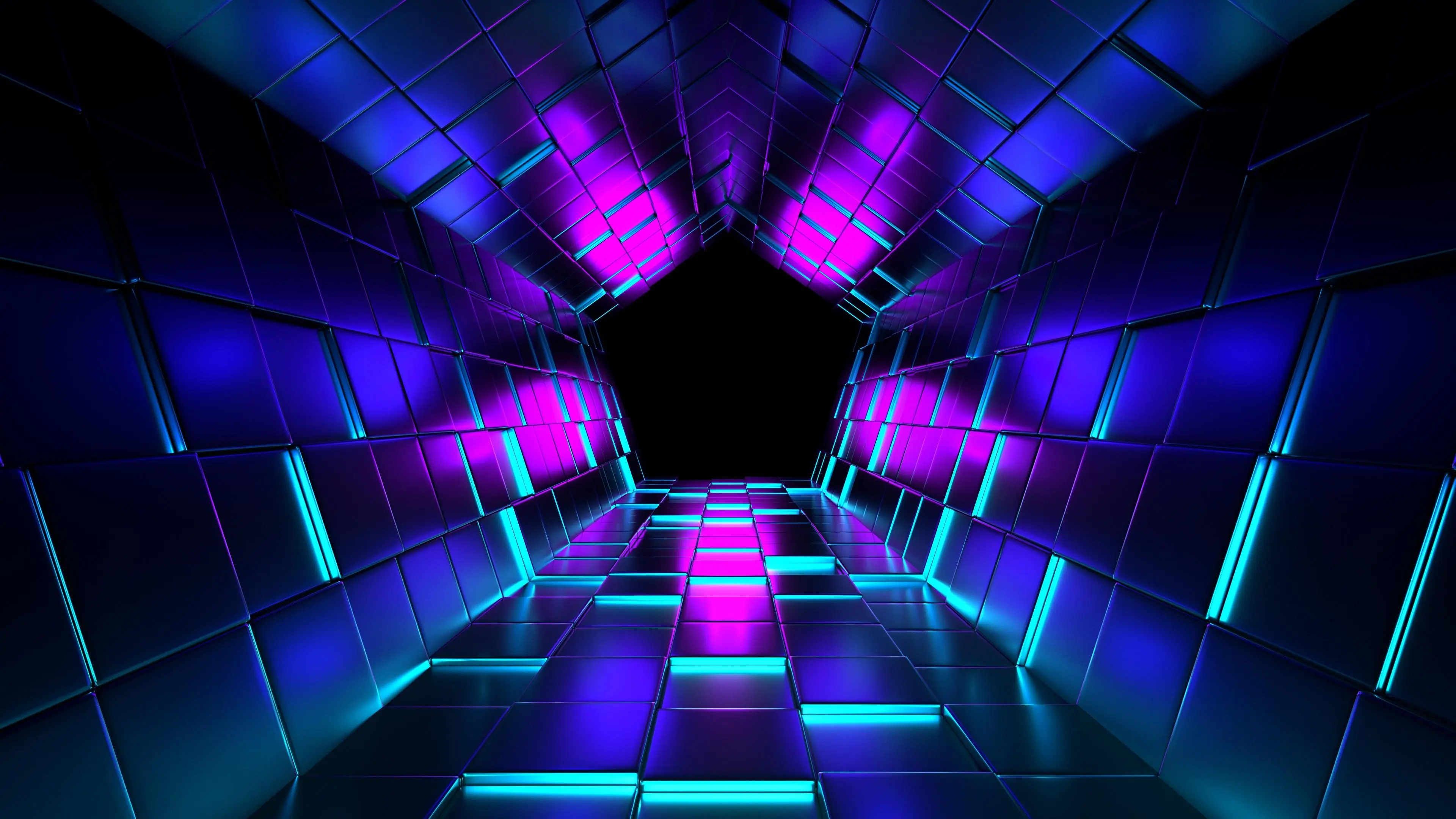Tunnel Blau Cubes Black Hole